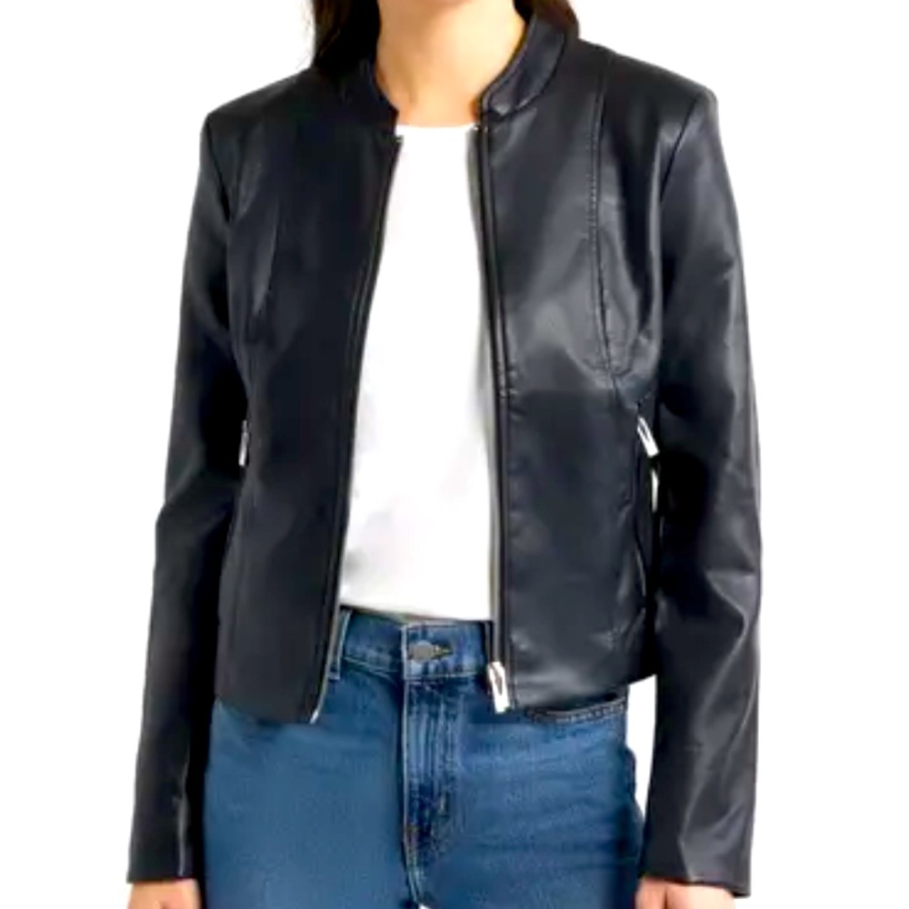 Classiques Entier black supple soft leather zip up jacket size 12